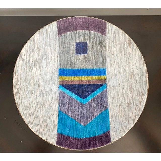 1980 Large Studio Del Campo Enamel Center Piece For Sale - Image 10 of 13