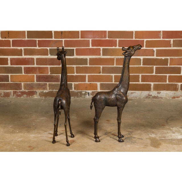 Pair of Small Bronze Midcentury Giraffe Sculptures, American Art For Sale - Image 9 of 12