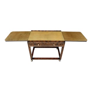 Vintage 1970's Mastercraft Amboyna Burlwood & Textured Brass Bar Cart For Sale