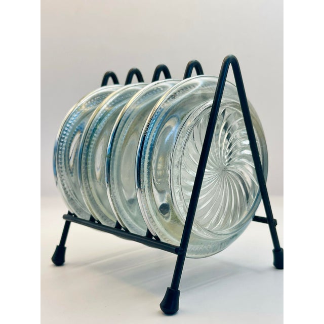 Mid 20th Century Vintage Silverplate & Glass Coasters- Set of Four For Sale - Image 5 of 12