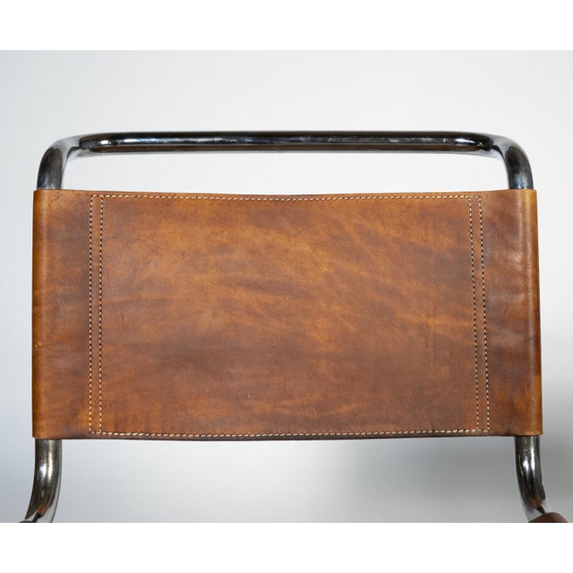 Mid 20th Century Pair of Bauhaus-Style Chrome and Brown Leather Cantilever Chairs For Sale - Image 14 of 17