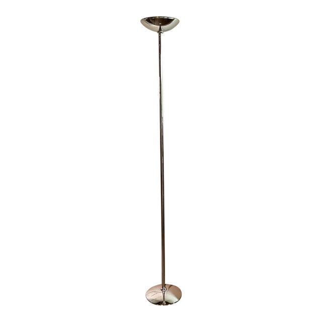 Vintage Boho Polished Chrome Halogen Floor Lamp For Sale