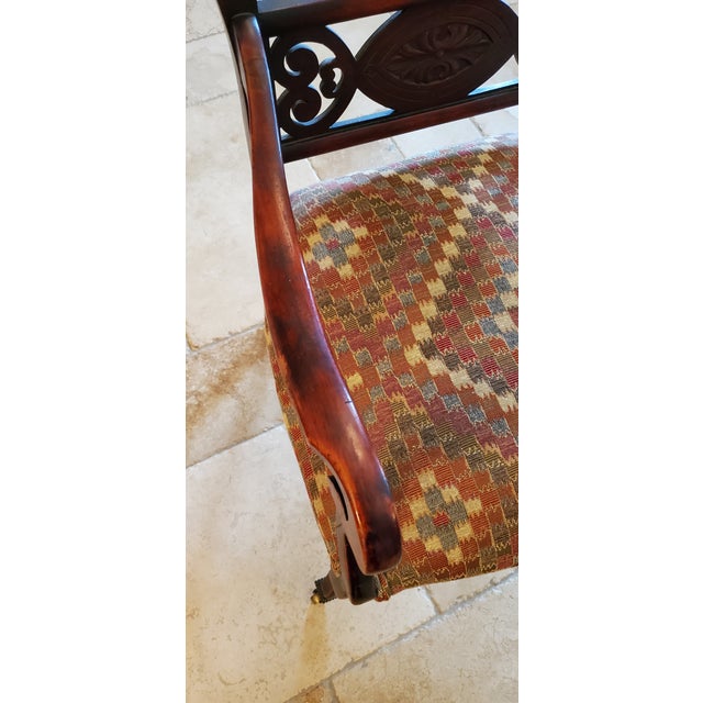 Brown Vintage Chippendale-Style Carved Mahogany Ribbon-Back Armchair For Sale - Image 8 of 12