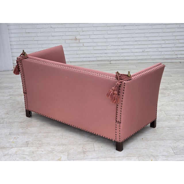 Wood Danish Spanish Drop-Arm Two-Seater Sofa with Wool Upholstery, 1970s For Sale - Image 7 of 18