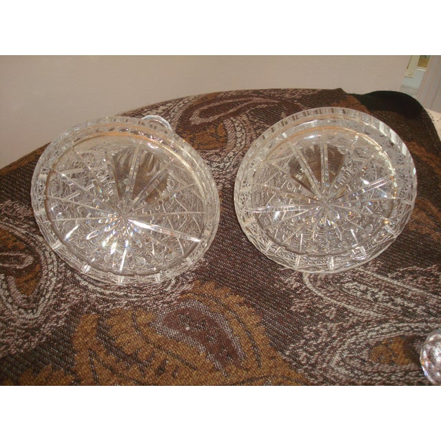 White Valaska Bela Slovakia Hand Cut Crystal Decanters With Stoppers - A Pair For Sale - Image 8 of 12