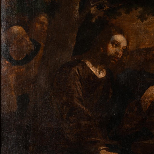 18th Century Original Oil on Canvas Painting of Christ and Woman at the Well, Portugal For Sale - Image 4 of 12