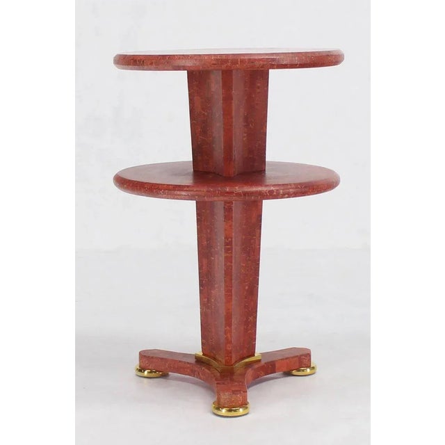 Mid-Century Modern Round Tri Leg Two-Tier Side Table For Sale - Image 3 of 8