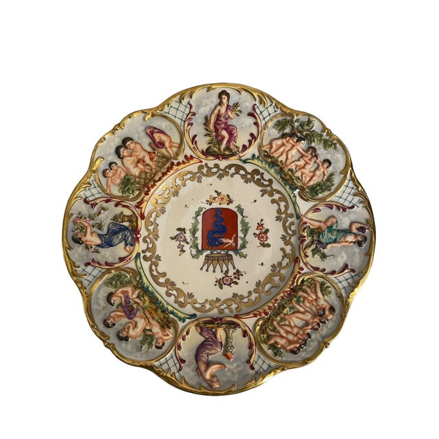 Crafted and Decorated Ceramic Plate from Capodimonte, 19th-20th Century For Sale - Image 4 of 5