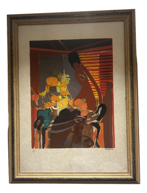 Albert Defossez, Abstract Composition, 1950s, Lithograph, Framed