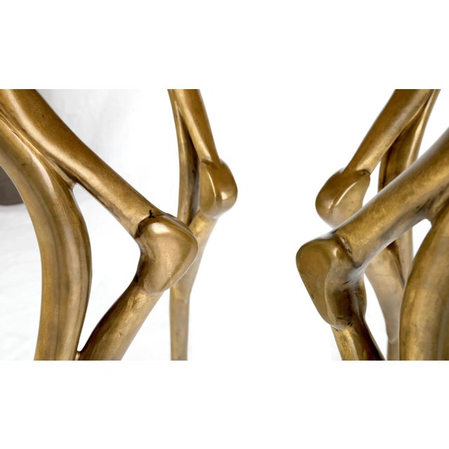 Heavy Cast Bronze Legs Studio Made Sculptural Side Cafe Petit Dining Table Stand For Sale - Image 9 of 13