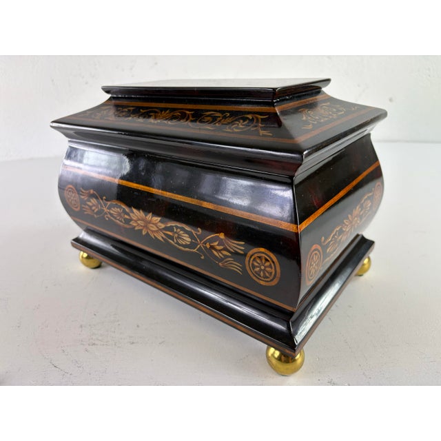 Handsome Hand Painted Faux Tortoise Shell Jewelry Box by Maitland Smith For Sale In Philadelphia - Image 6 of 12