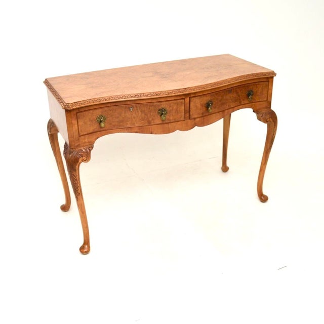 Vintage Burr Walnut Console Table, 1920s For Sale - Image 11 of 11