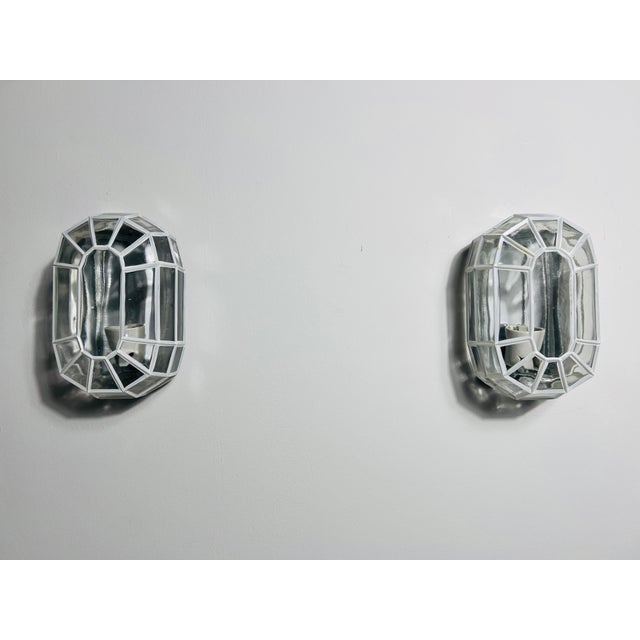 White Pair of Glass Wall Lamps by Glashütte Limburg, 1960s For Sale - Image 8 of 12