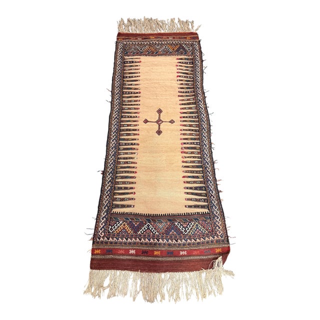 2ft 8in × 7ft 8in Iranian Sumak Kilim Runner For Sale