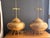 Pair of Asian style Chinoiserie brass ginger jar lamps with bamboo base.