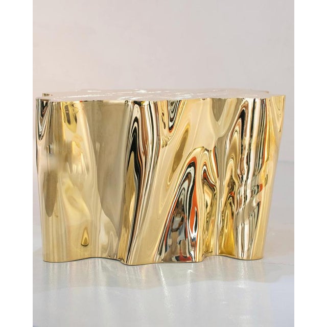 Dubaillusion coffee table by orfeo studio dimensions: w 60 x d 50 x h 40 cm. Material: brass. Finish: super mirror finish...