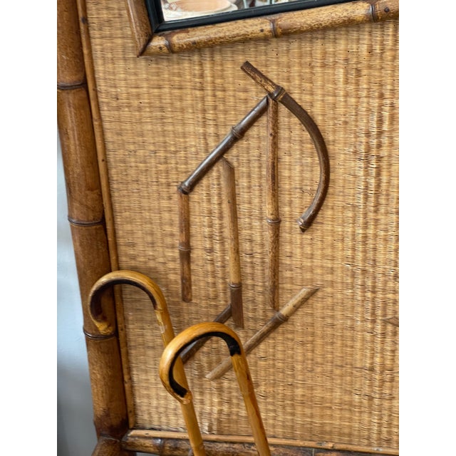 French Bamboo Hall Tree With Fan Mirror , Aesthetic Movement 1870-1900 For Sale - Image 11 of 15