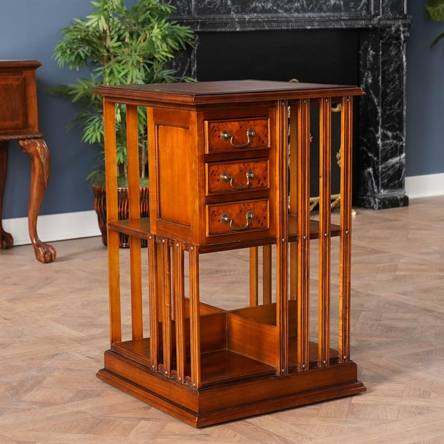 Wood Country Estate Revolving Bookcase For Sale - Image 7 of 10