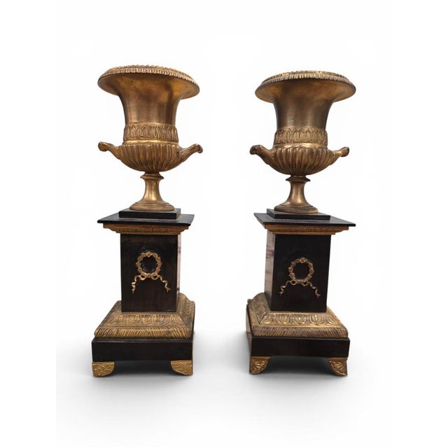 Antique Gilt and Patinated Bronze Vases, 1880, Set of 2 For Sale - Image 3 of 11