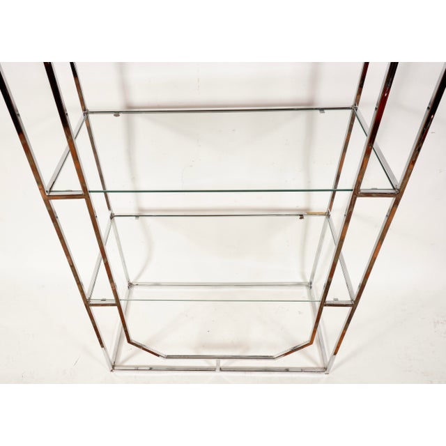 1980s Chrome and Glass Etagere - 4 Shelves in the Style of Milo Baughman for Design Institute of America For Sale - Image 5 of 7