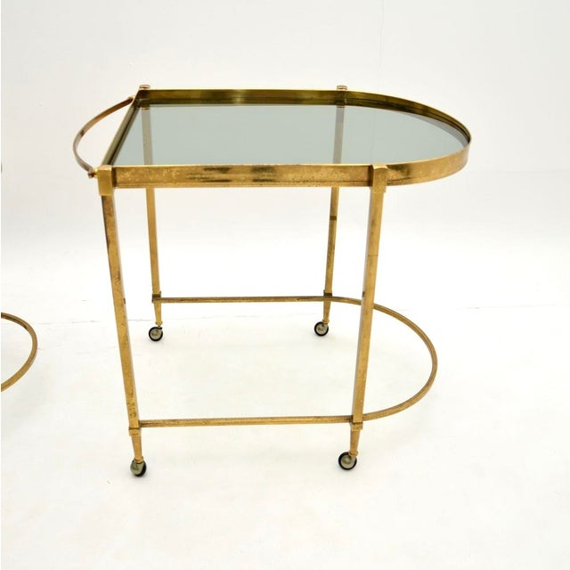 Vintage Italian Nesting Tables in Brass, 1970s, Set of 3 For Sale - Image 10 of 11