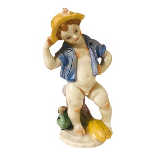 Augarten Wein Porcelain Early 20th Century Nude Putto Figurine For Sale