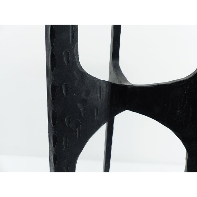 Large Brutalist Tripod Chandelier in Hammered Wrought Iron, Europe, 1960 For Sale - Image 10 of 11