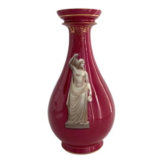 Large Antique Old Paris Porcelain Vase Neoclassical Hand Painted Gilt, 18", Rare! For Sale
