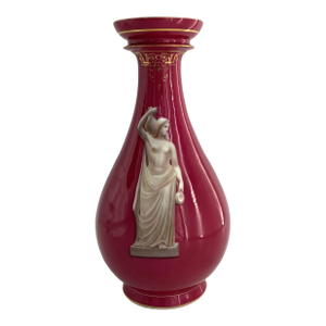 Large Antique Old Paris Porcelain Vase Neoclassical Hand Painted Gilt, 18", Rare!