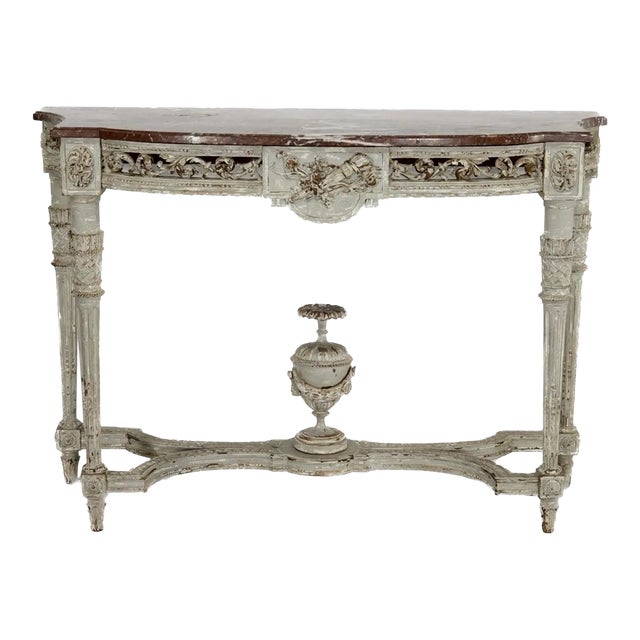 19th Century Louis XVI Style Painted Wood Console Table For Sale