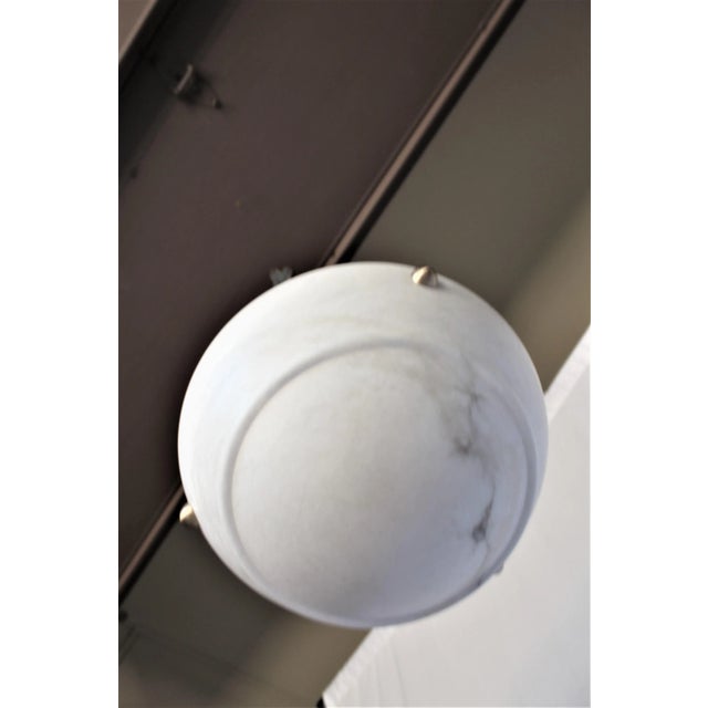 Metal Modern/Deco Style Alabaster Pendant, Brass Chains For Sale - Image 7 of 9