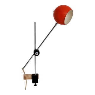 Modern Red Clamp Lamp Adjustable Desk Light Style Robert Sonneman 1970s For Sale