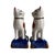 Mid 20th Century Pair of Mid-20th Century English Staffordshire Calico Cats Sitting on Cobalt Pillows For Sale - Image 5 of 7