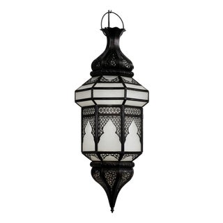 Vintage Moroccan Frosted Glass Pendant Light For Sale
