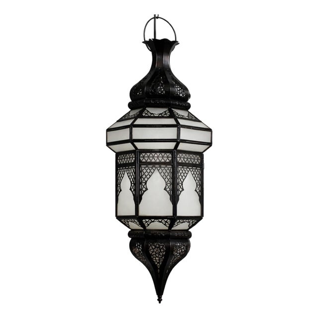 Vintage Moroccan Frosted Glass Pendant Light For Sale