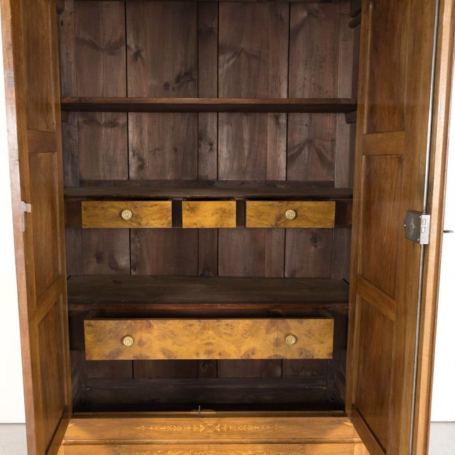 19th Century 19th Century French Restauration Period Solid Walnut Lyonnaise Armoire With Fruitwood Marquetry For Sale - Image 5 of 18