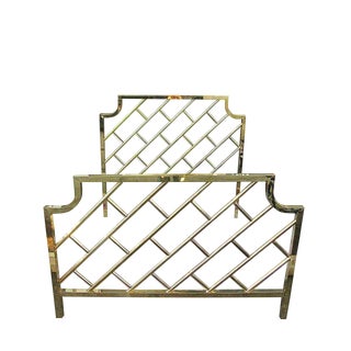 Hollywood Regency Queen Size Headboard & Footboard For Sale