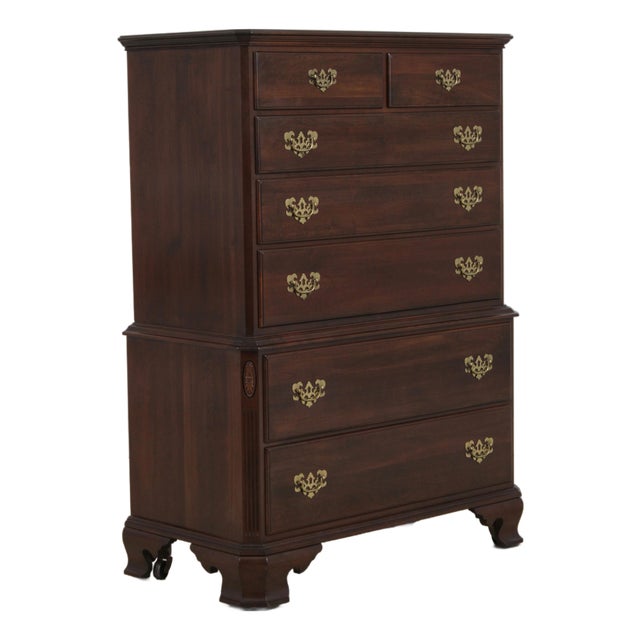 Ethan Allen Cherry 7 Drawer Tall Dresser Chest on Chest For Sale