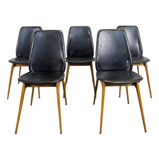 Vintage Scandinavian Black Chairs, Set of 5 For Sale