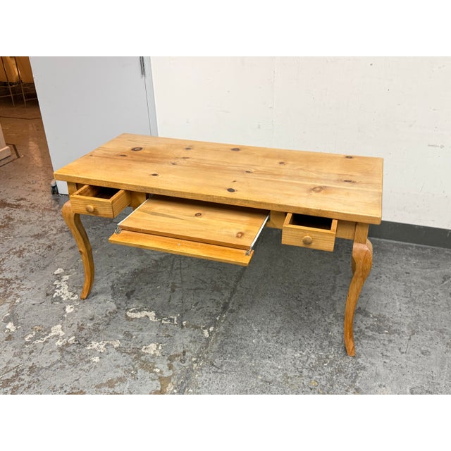 Farmhouse Pine Wood Dining Table/Writing Desk For Sale - Image 11 of 12