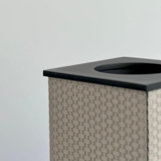 Beige Taupe Leather & Bronze Bathroom Accessories Set from Giobagnara Firenze, 2016, Set of 3 For Sale - Image 8 of 10