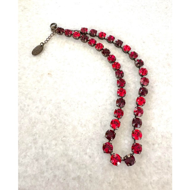 Contemporary Swarovski Crystal Ruby, Red Stone Necklace Made by Sade Designs For Sale - Image 3 of 5
