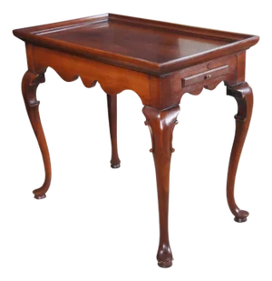 Vintage Queen Anne Style Mahogany Serpentine Gallery Tea Candle Tray Table 30"