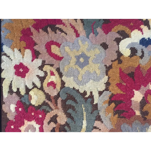 Vintage Handmade Wall Decor Floral Needlepoint, wood framed 26" X20" Minor ware.