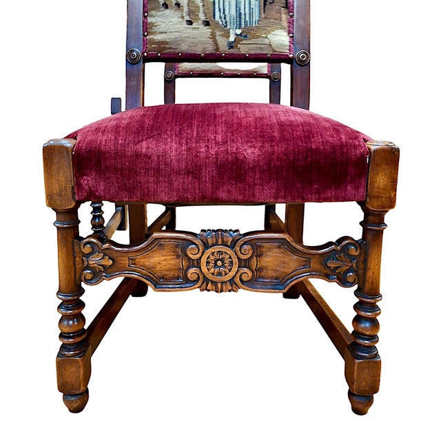 Set of Four Baroque-Style Needlepoint Chairs For Sale - Image 9 of 15