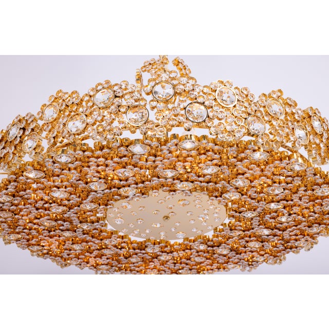 Large Gilt Brass and Crystal Glass Encrusted Chandelier from Palwa, Germany, 1970s For Sale - Image 12 of 18
