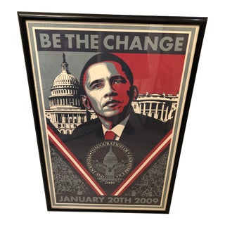 Shepard Fairey Numbered Framed Be the Change Obama Inauguration Lithograph For Sale