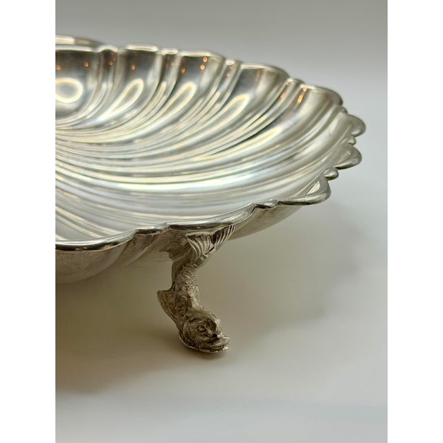 Vintage Silver-Plated Footed Shell Shaped Serving Tray With Fish Feet For Sale - Image 4 of 8
