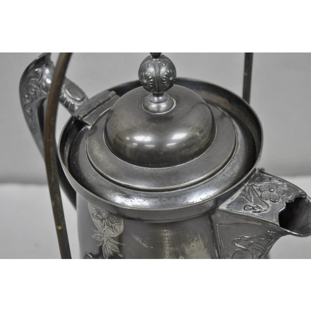 Antique English Victorian Silver Plated Tilting Coffee Pot on Stand W/ Engraving For Sale - Image 10 of 17