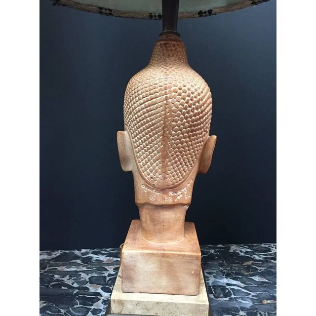 Buddhist Table Lamp With Tribal Shade For Sale - Image 4 of 6